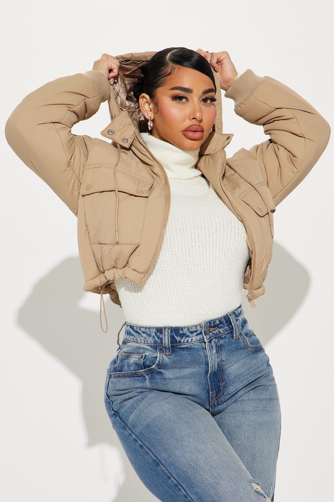 Nesha Cropped Hoodie Puffer Coat