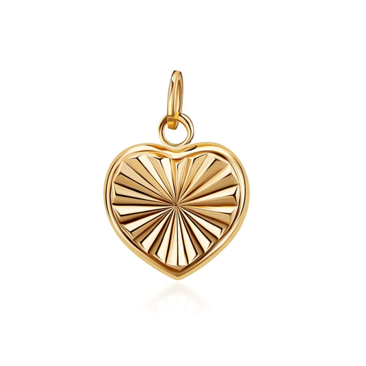 14K Solid Gold Heart Charm Pendant