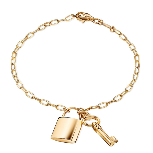 14K Solid Gold Paperclip Chain Bracelet