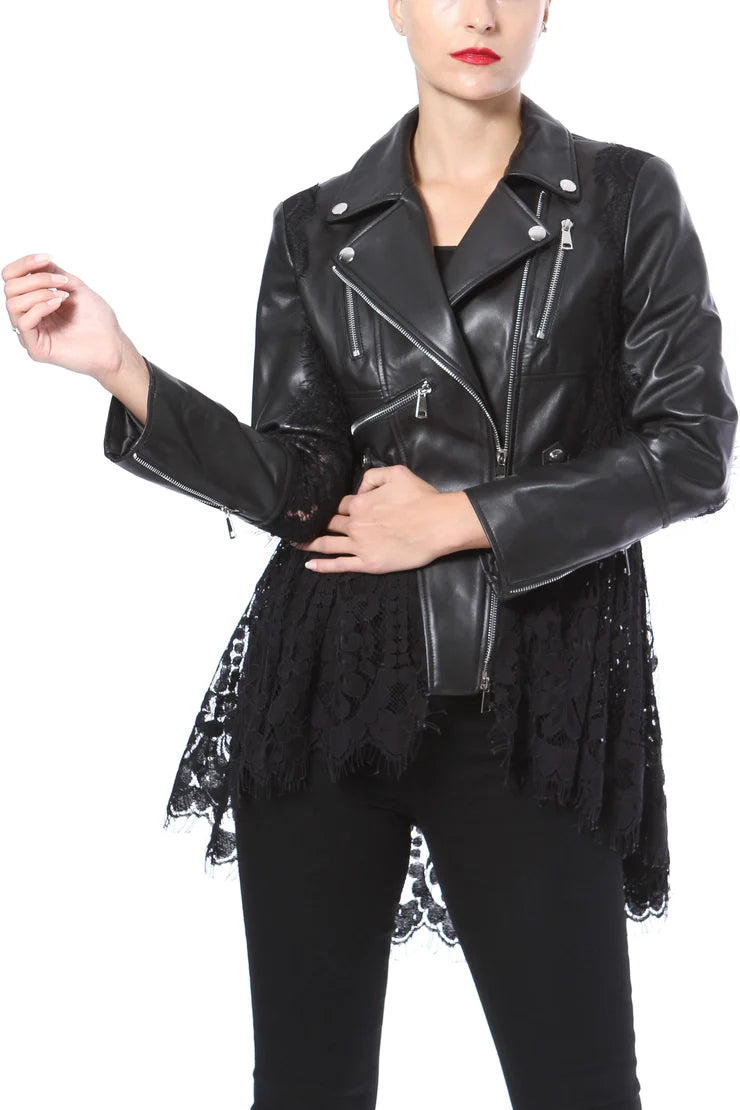 Leather & Lace Moto Jacket (Re Stock Arrives 2/7)