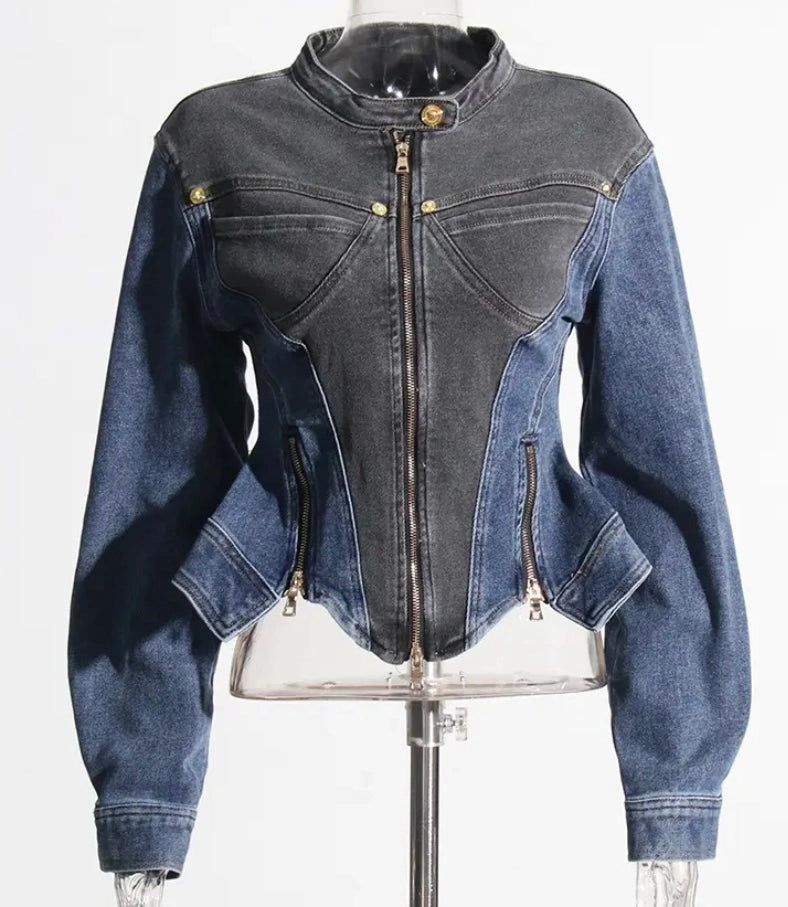 Denim Peplum Jacket (Pre Order Arrives (2/10)