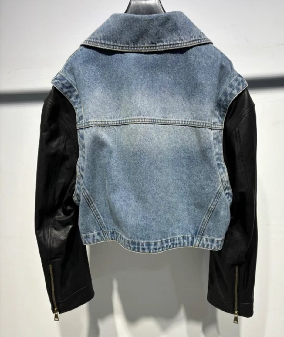 Gianna Denim & Leather Bomber (Pre Order Arrives 2/7)