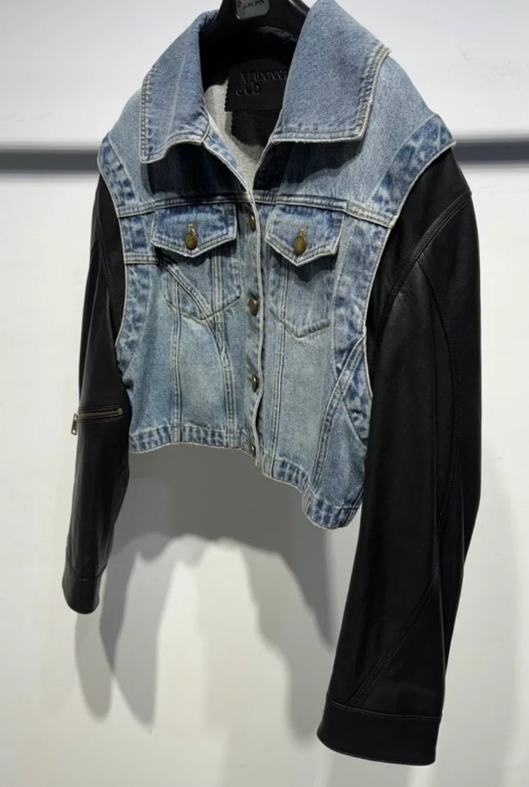 Gianna Denim & Leather Bomber (Pre Order Arrives 2/7)