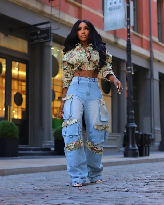 Flo Cargo Jean & Crop Jacket Set (Pre Order Arrives 10/21)