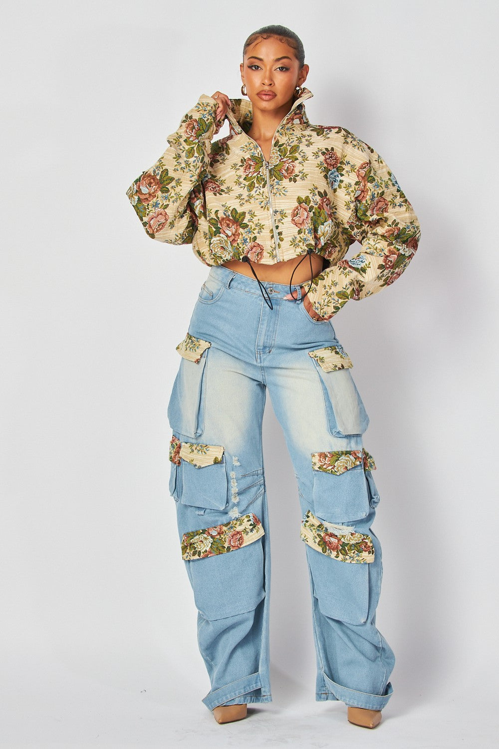 Flo Cargo Jean & Crop Jacket Set (Pre Order Arrives 10/21)