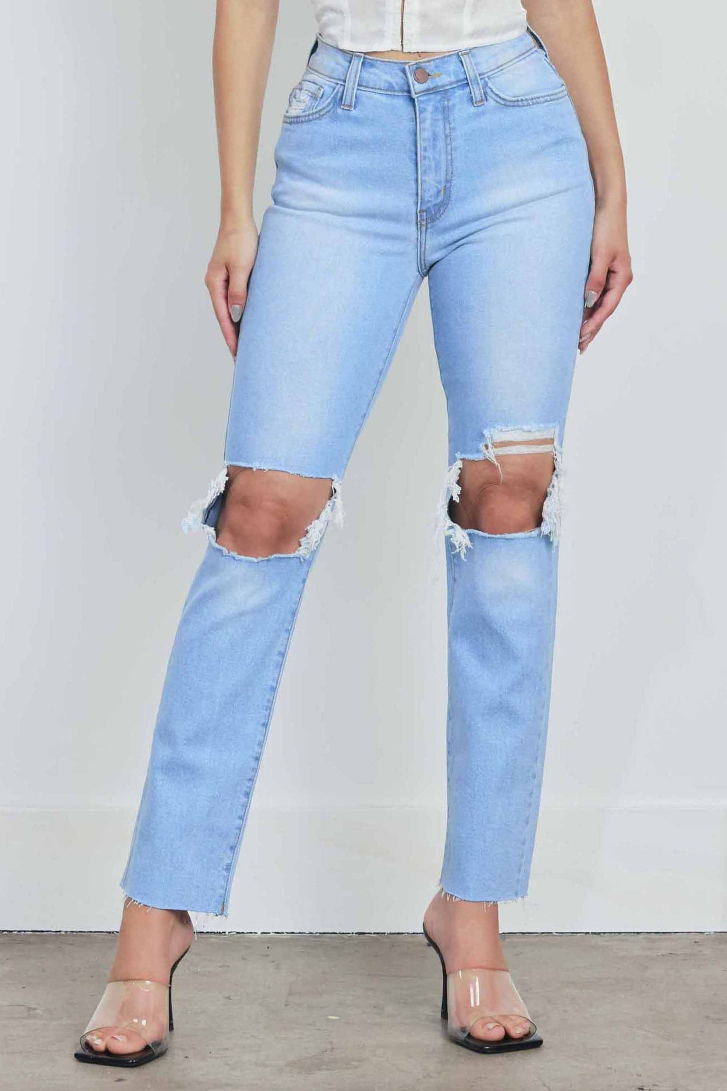 Toni Distressed Straight Leg