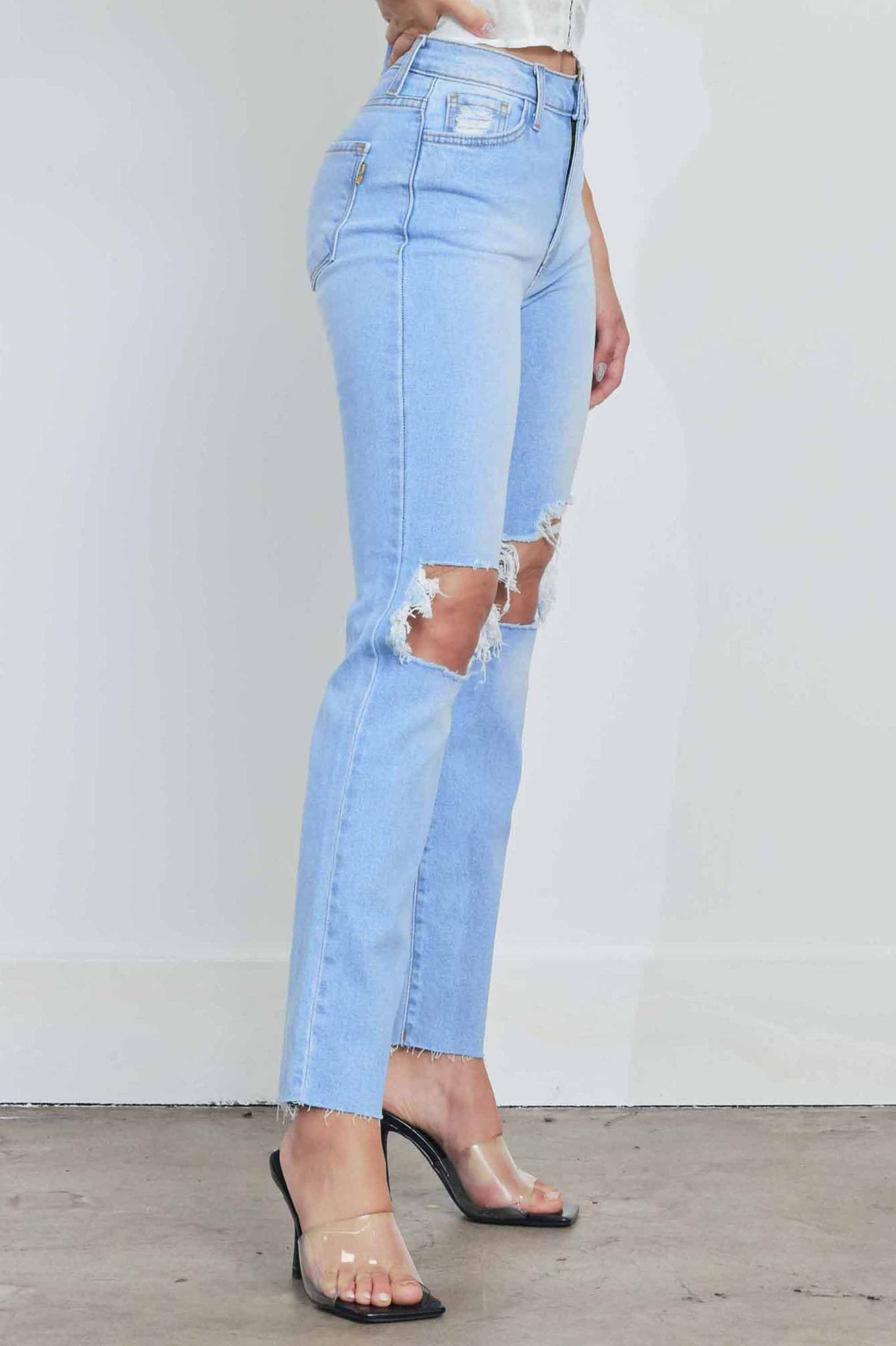 Toni Distressed Straight Leg