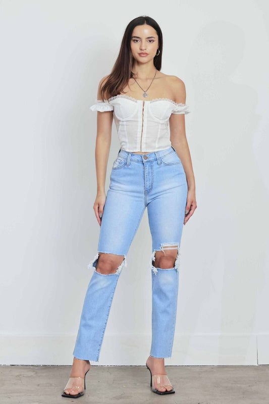 Toni Distressed Straight Leg