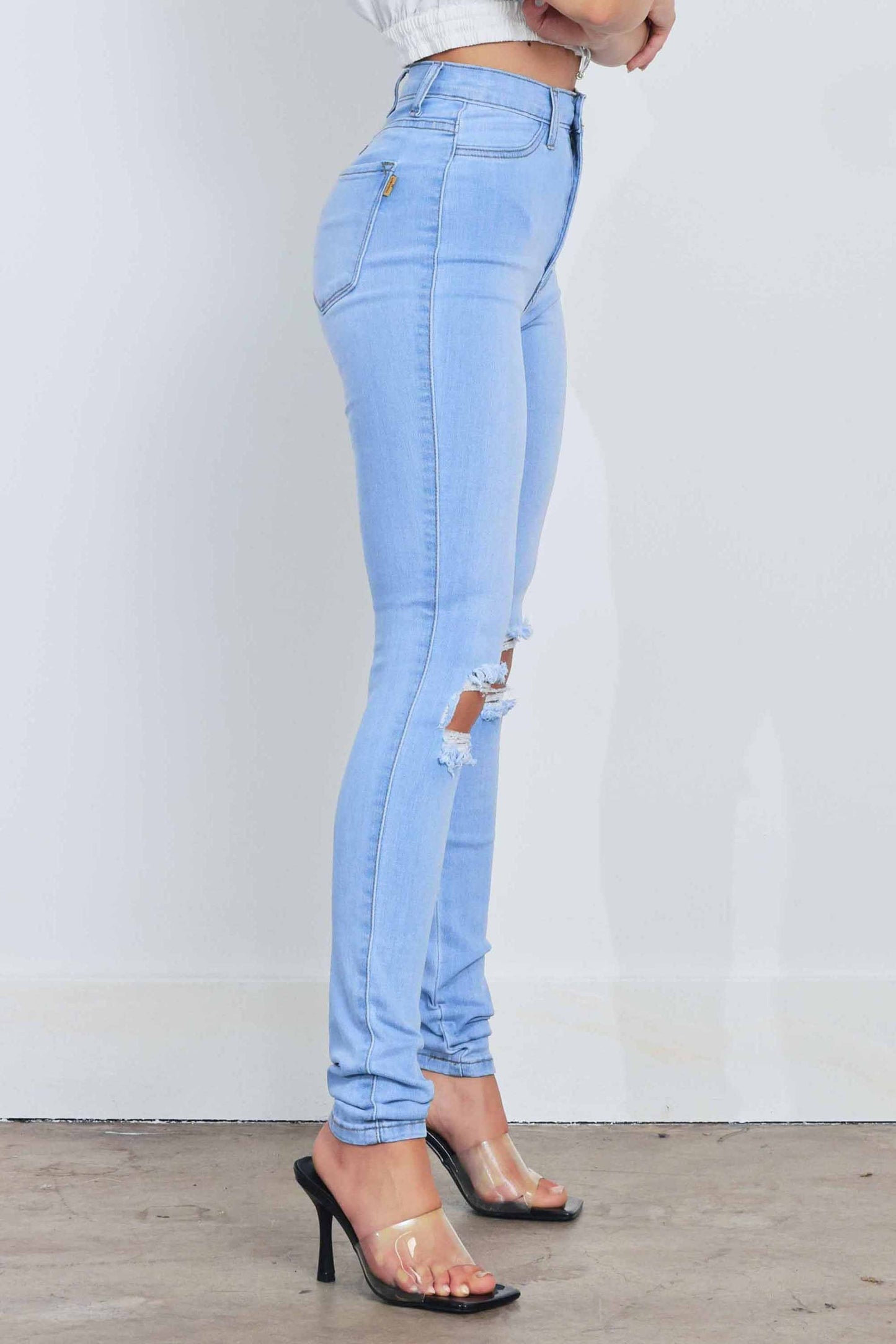 Amerie High Waisted Distressed Knee Skinny Jean (Re Stock 10/20)