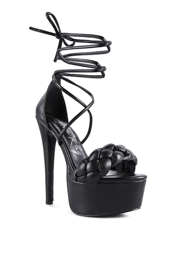 Tie-Up Braided High Platform Sandals