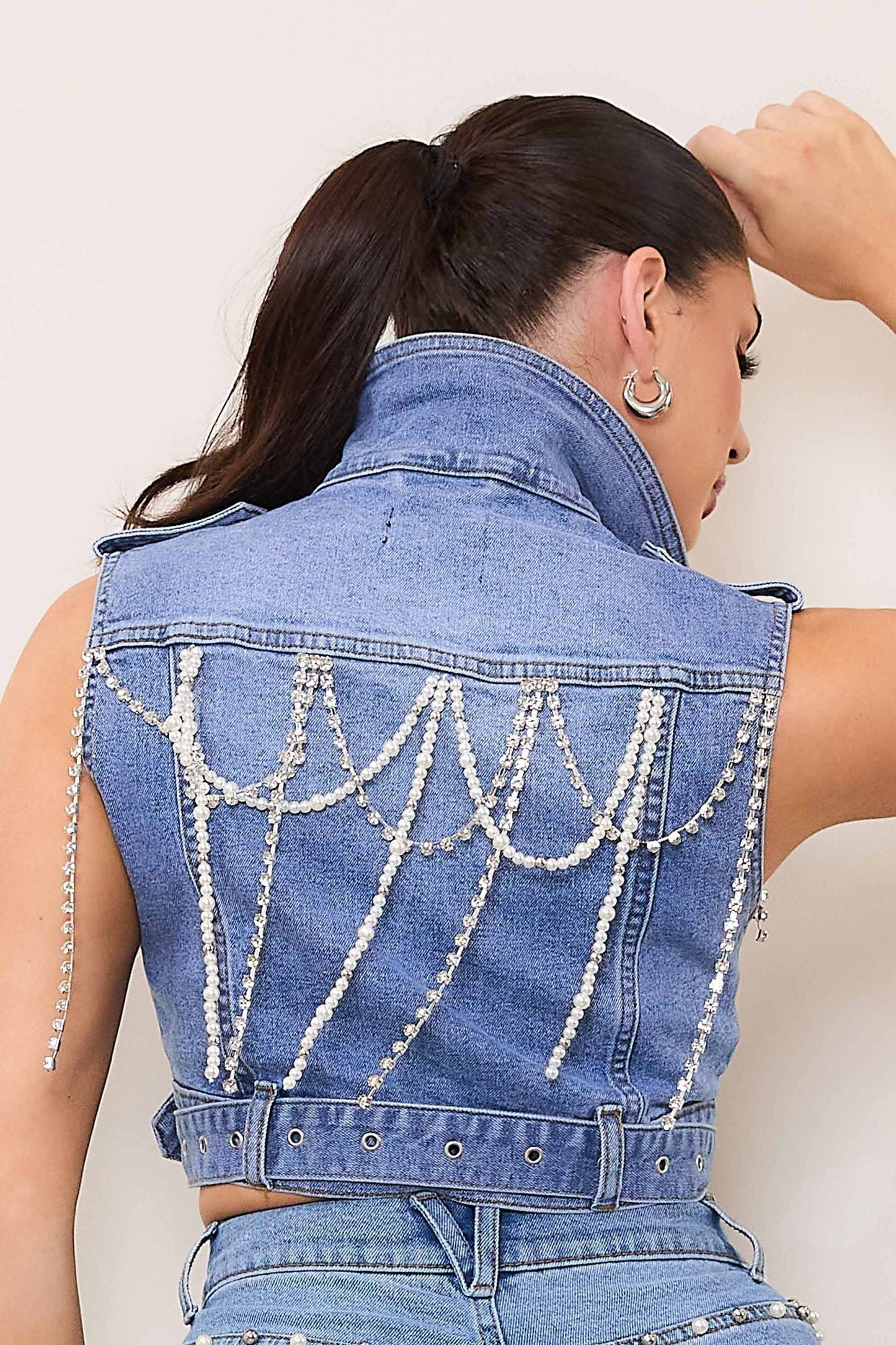 Heidi Rhinestone Denim Vest (Re Stock 10/20)