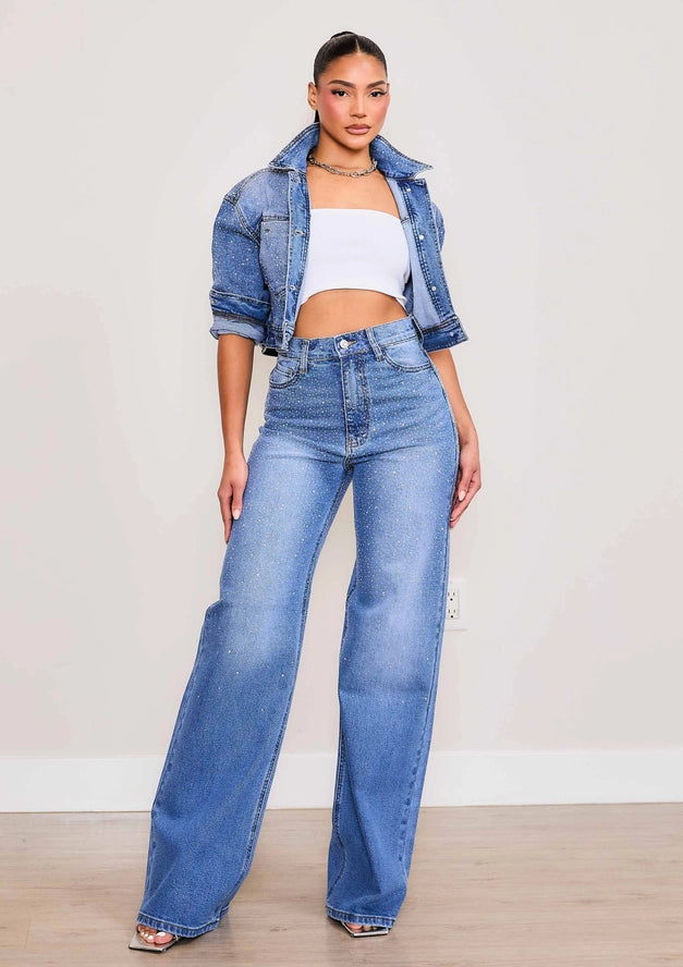 Iridescent High-Rise Wide Leg Jeans (Pre Order Arrives 1/25)