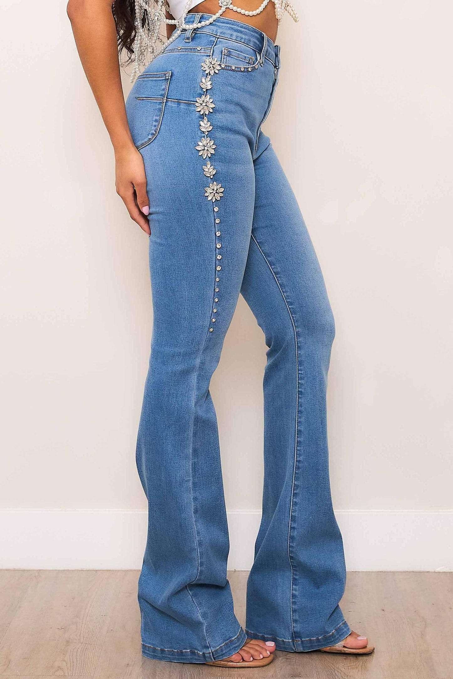 Gianna Jeweled High Rise Jeans (Re Stock 10/20)