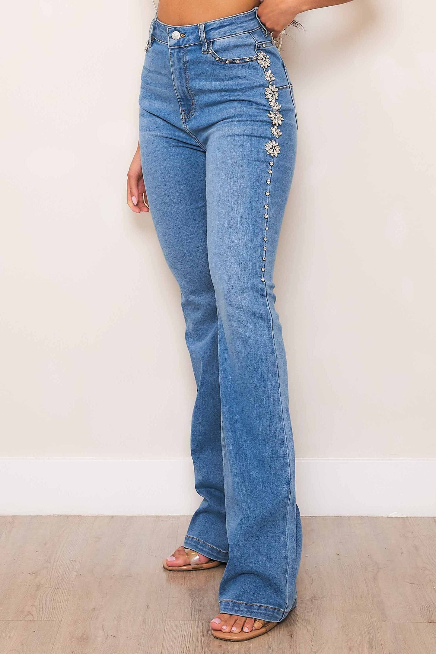 Gianna Jeweled High Rise Jeans (Re Stock 10/20)