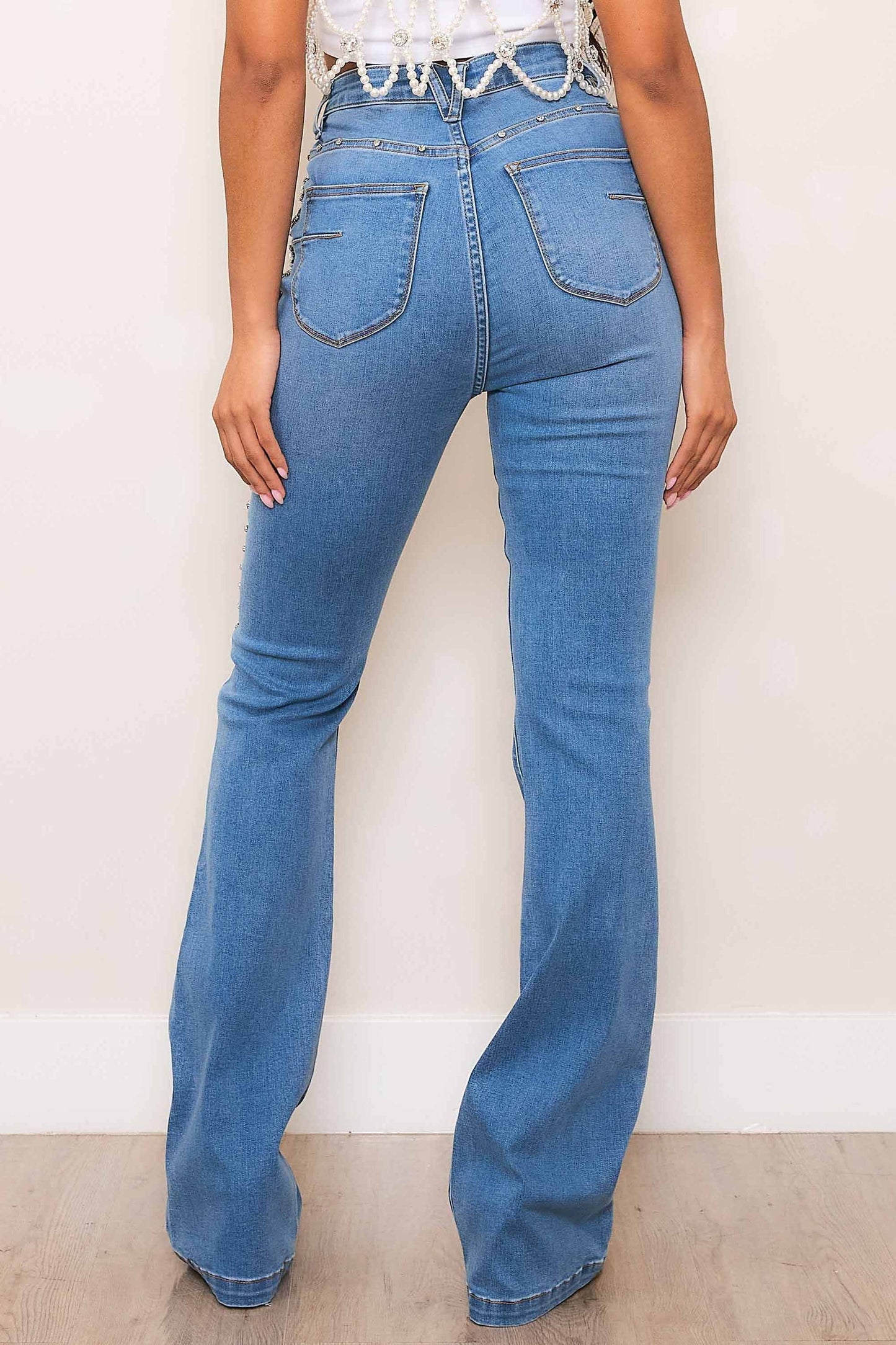 Gianna Jeweled High Rise Jeans (Re Stock 10/20)